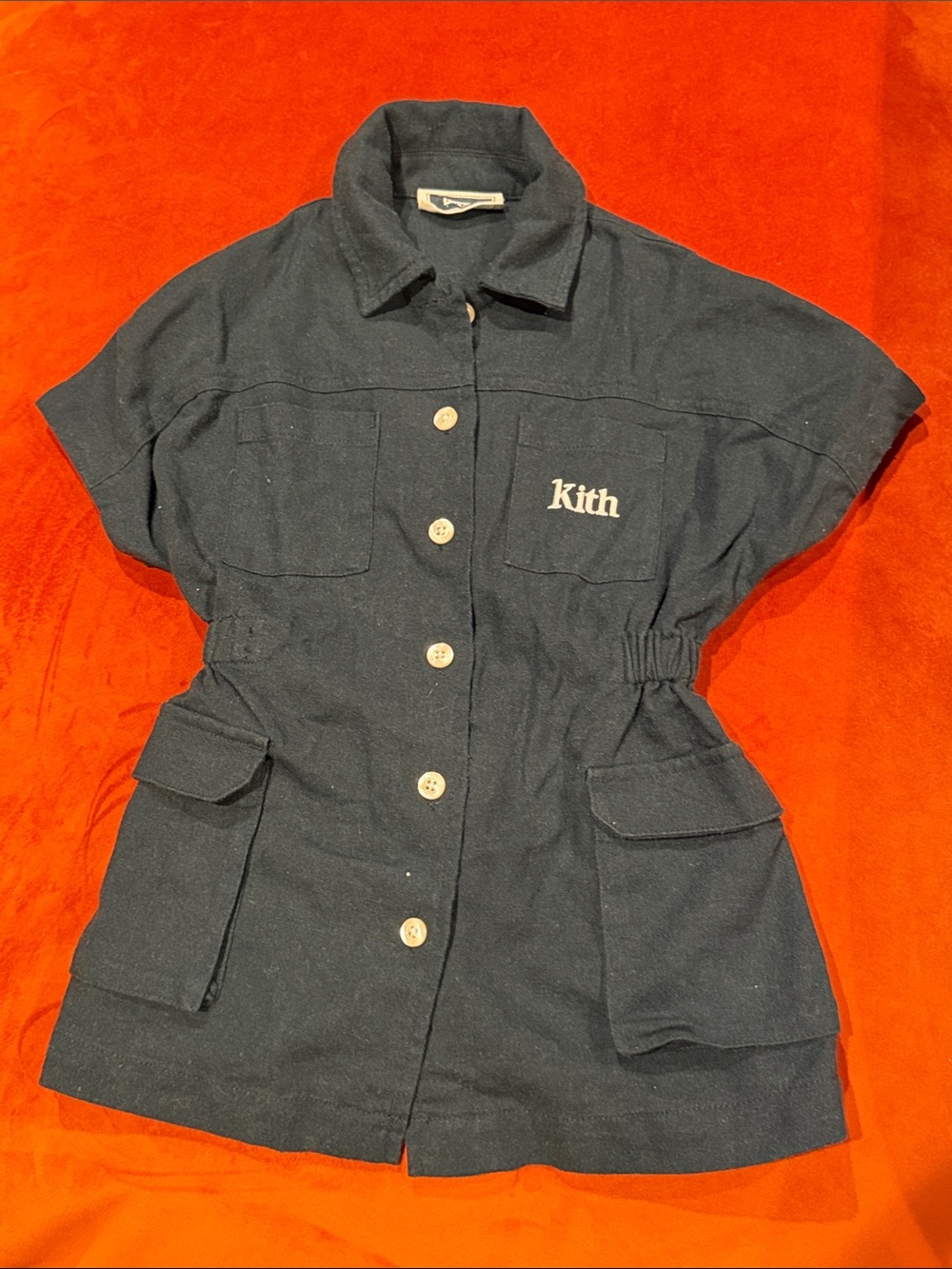 Kith Navy Short-Sleeve Button Utility Dress